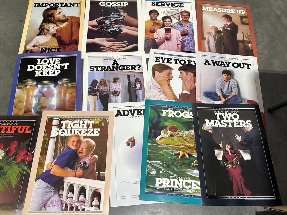 1980s The New Era Mormonad LDS Poster Lot 20x14" Set of 13 FLAW ~ 260825-WH 1372